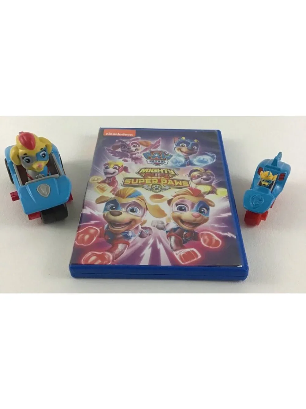 Paw Patrol Mighty Pups Super Paws DVD Mighty Twins Figures Car Racer Figure Lot